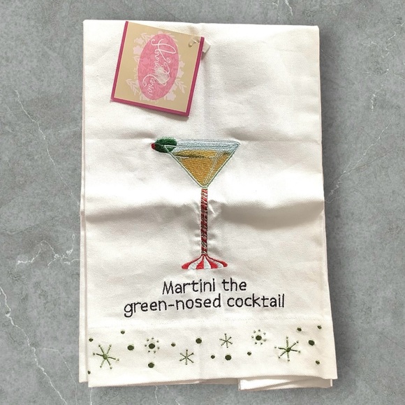 NWT Anna Maria Designer Embroidered Cotton Tea Towel - Picture 1 of 3